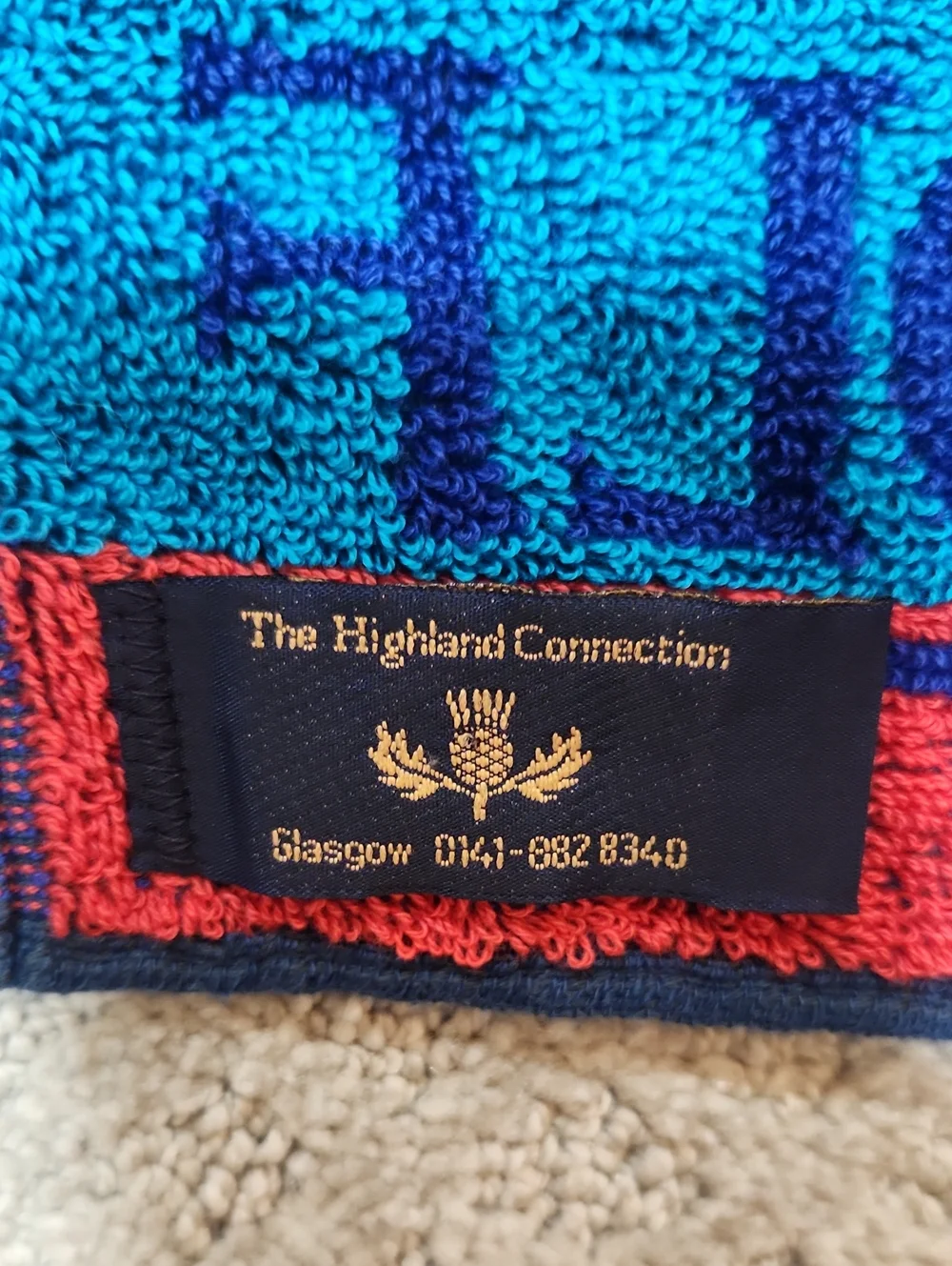 St. Andrews Golf Towel Home of Golf Blue & Green Made In Scotland